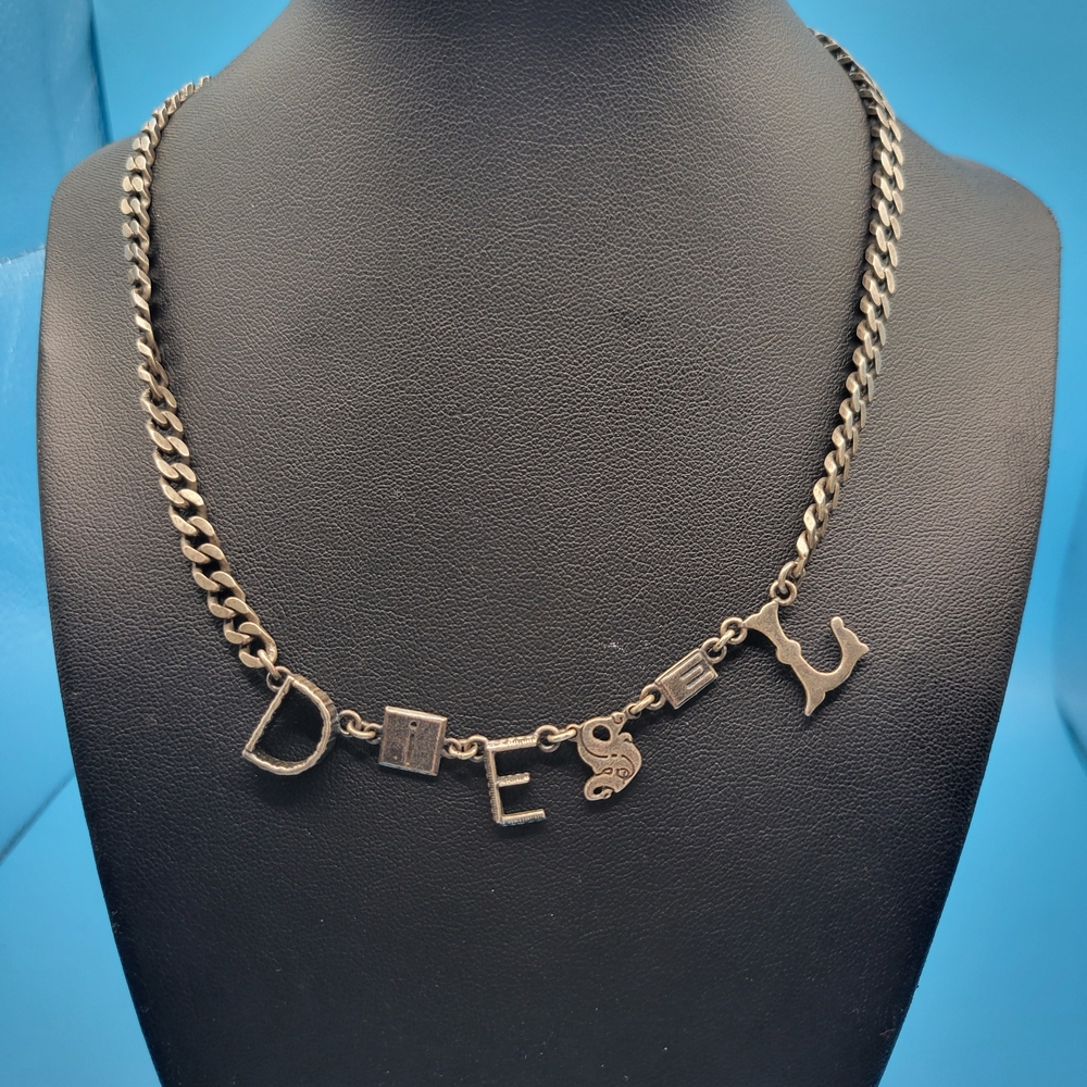 Vintage Signed DIESEL Solid Sterling Silver 925 Necklace Toggle Clasp 17”